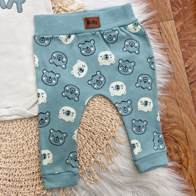 Conj. de Malha 3 peças - Bear com Estrelinhas - Verde Menta e Gelo